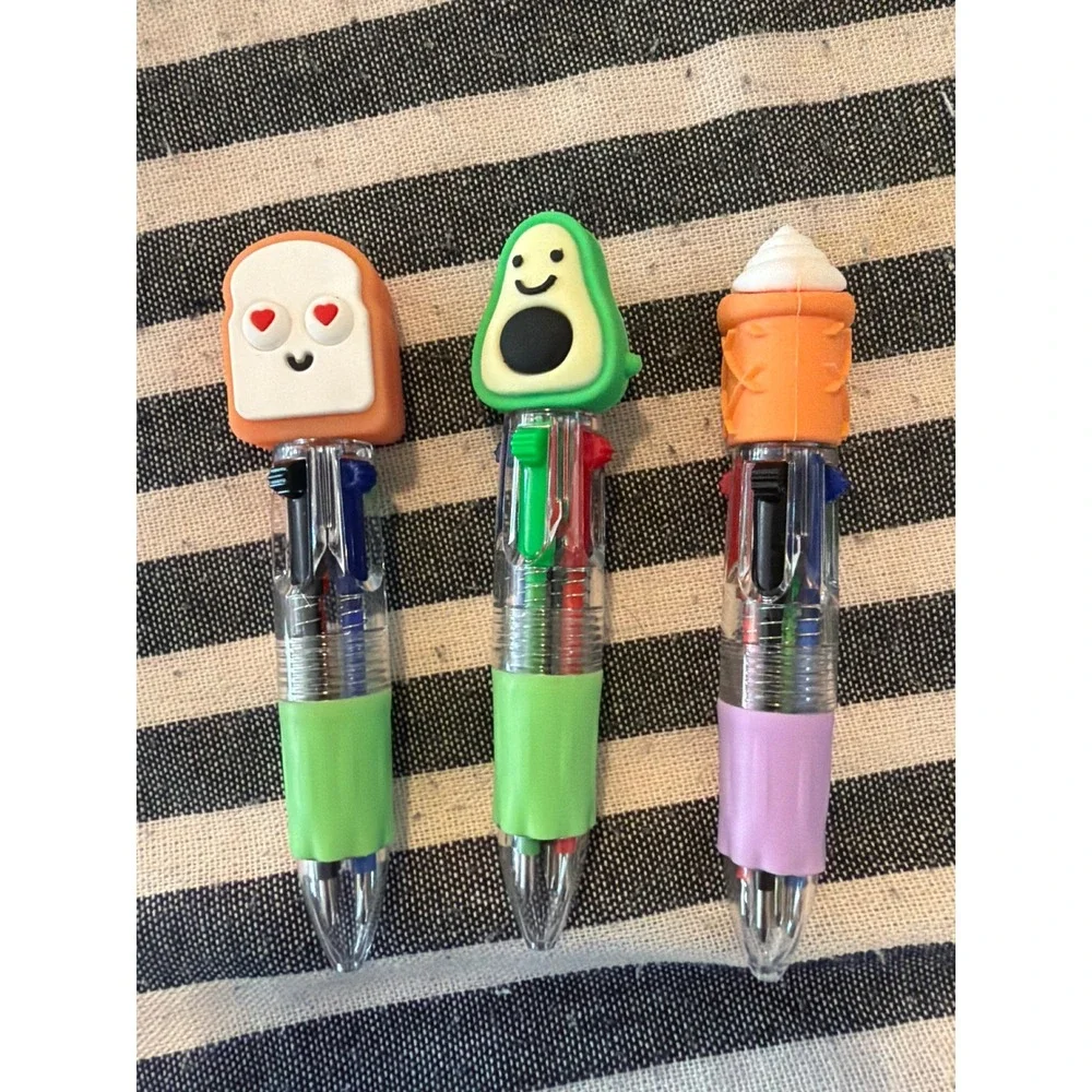Kawaii Food Multi-Color Retractable Ballpoint Pens Set of 3